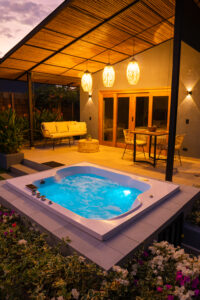 Terraza cabaña Carpintero Real jacuzzi